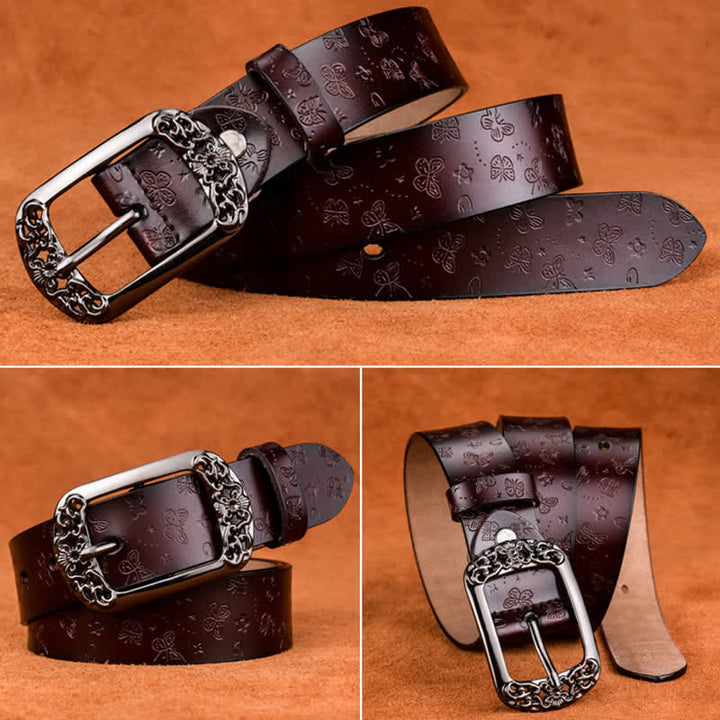 Women's Butterfly Emboss Luxury Stylish Leather Belt