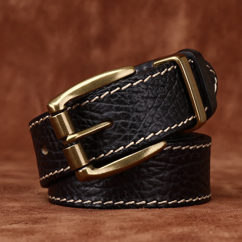 Retro Bison Skin Embossed Rugged Leather Belt