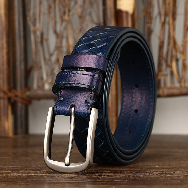 Stylish Braided Copper Buckle Cowskin Leather Belt