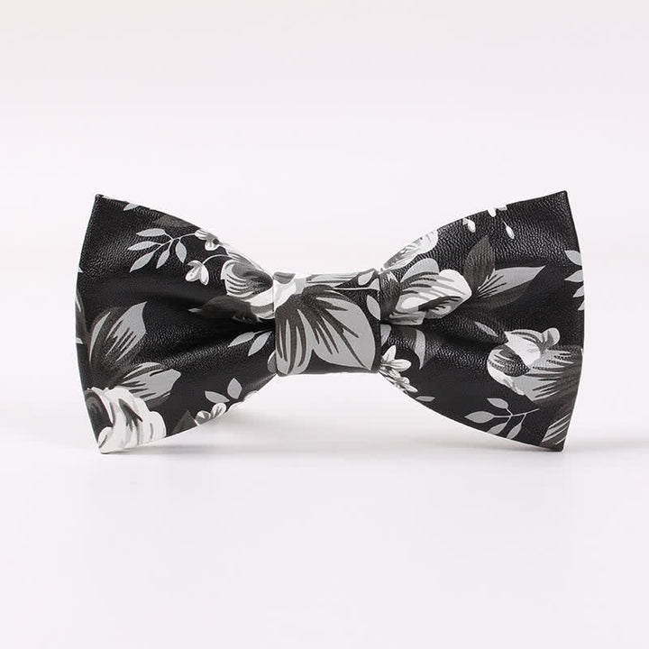 Men's Elegant Beauty Floral Leather Bow Tie