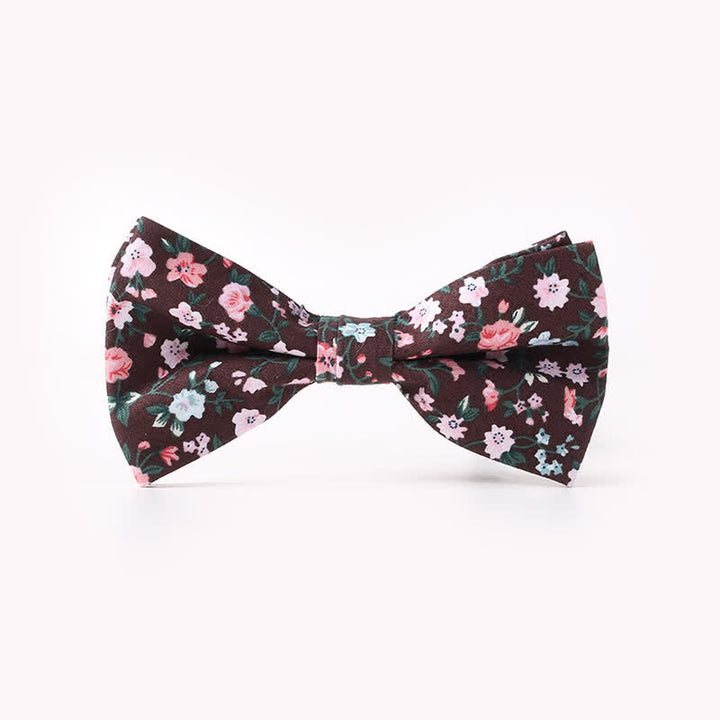 Men's Cotton Floral Print Double Layered Bow Tie