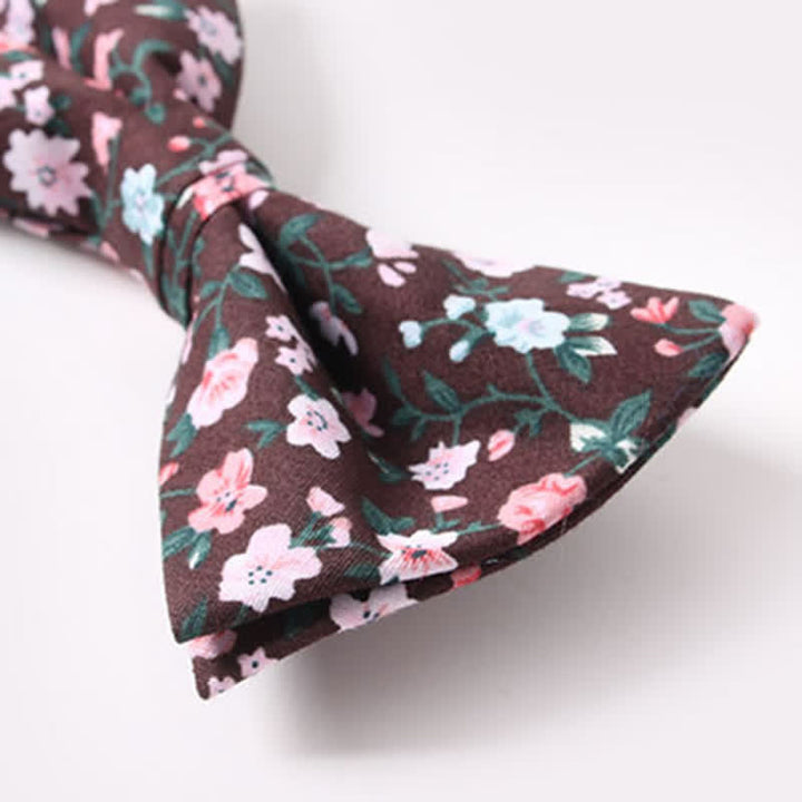 Men's Cotton Floral Print Double Layered Bow Tie