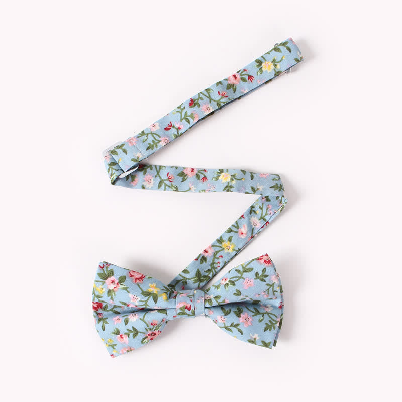 Men's Cotton Floral Print Double Layered Bow Tie