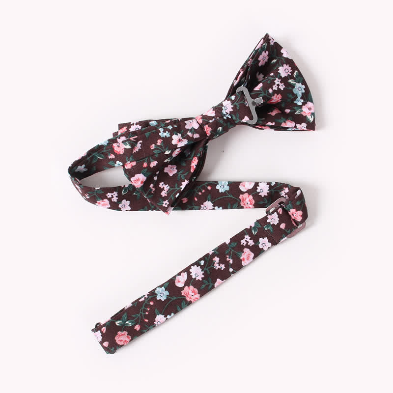 Men's Cotton Floral Print Double Layered Bow Tie