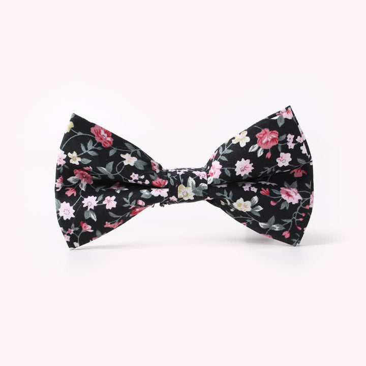 Men's Cotton Floral Print Double Layered Bow Tie