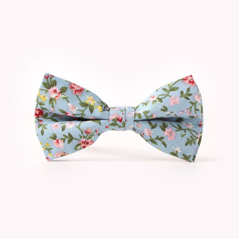 Men's Cotton Floral Print Double Layered Bow Tie