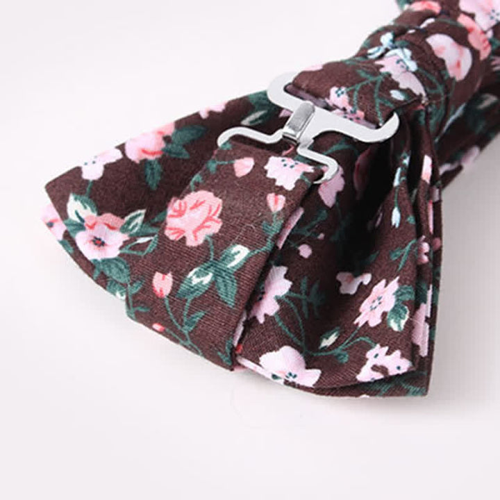 Men's Cotton Floral Print Double Layered Bow Tie