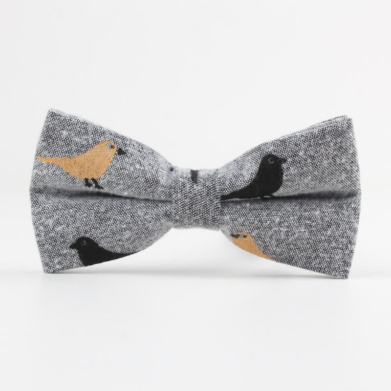 Men's Lovely Birds Feather Printed Cotton Bow Tie