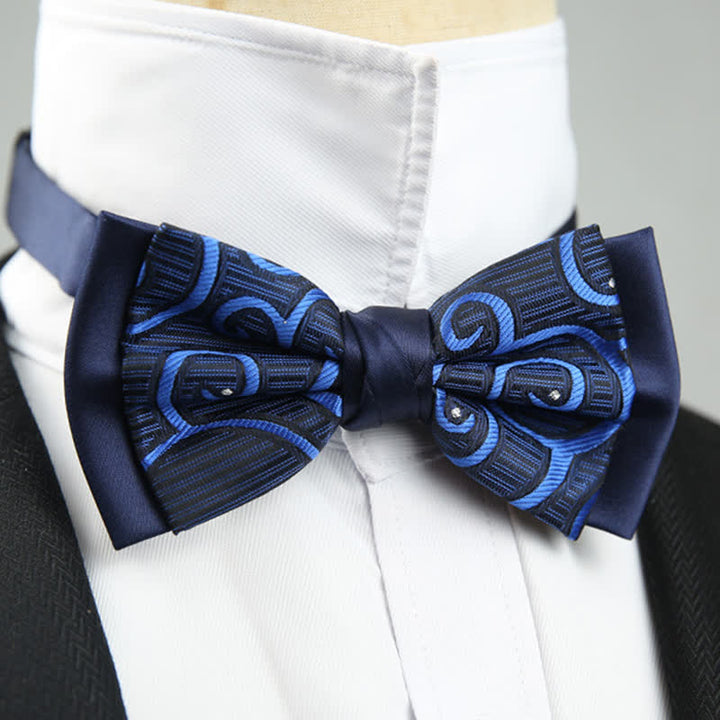 Men's Paisley Floral Double Layers Groomsmen Bow Tie