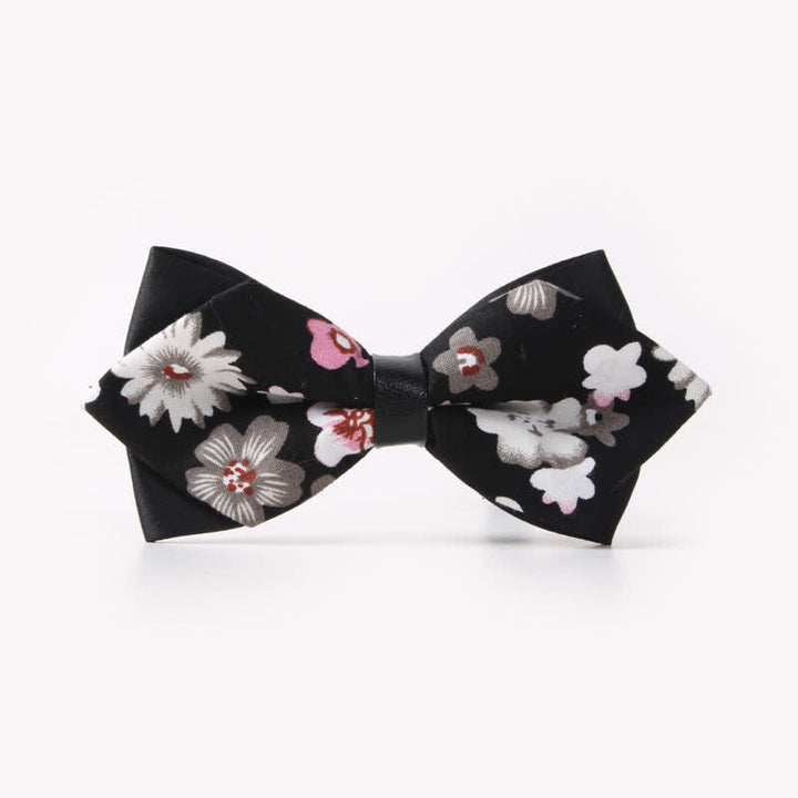 Men's Floral Double Layers Pointed Cotton Bow Tie