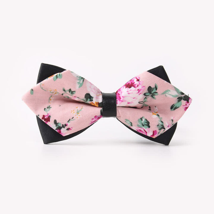 Men's Floral Double Layers Pointed Cotton Bow Tie