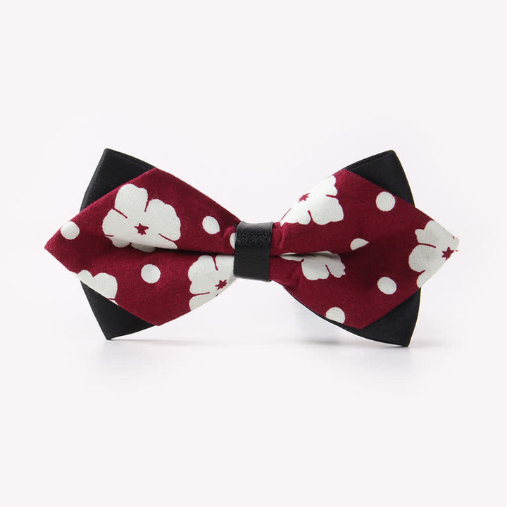 Men's Floral Double Layers Pointed Cotton Bow Tie - Style #8 - image 12
