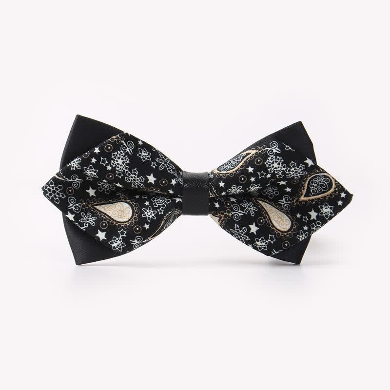 Men's Floral Double Layers Pointed Cotton Bow Tie