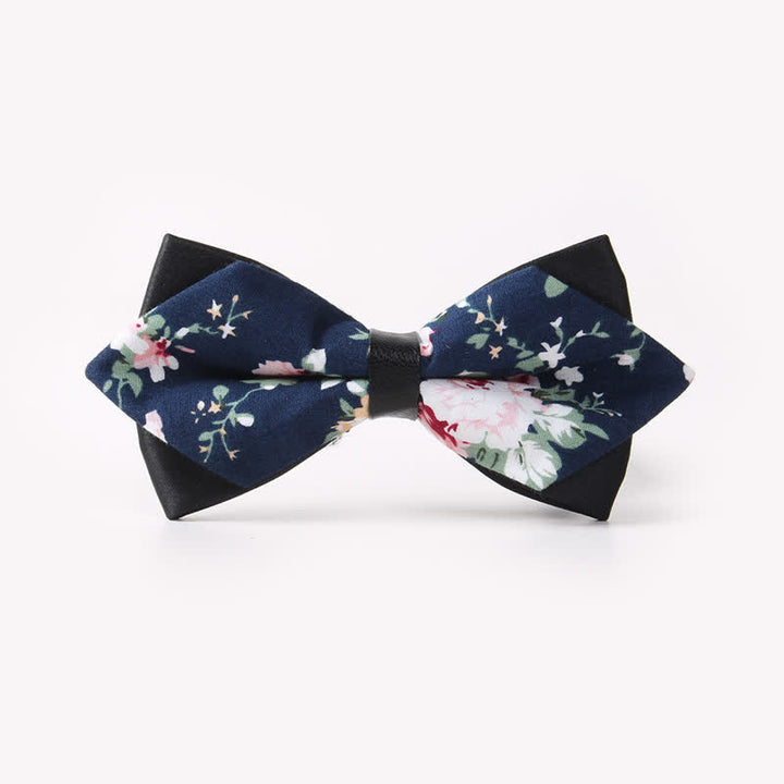 Men's Floral Double Layers Pointed Cotton Bow Tie