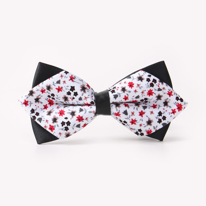 Men's Floral Double Layers Pointed Cotton Bow Tie