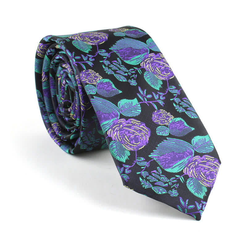 Men's Wedding Party Leisure Suit Skinny Floral Necktie