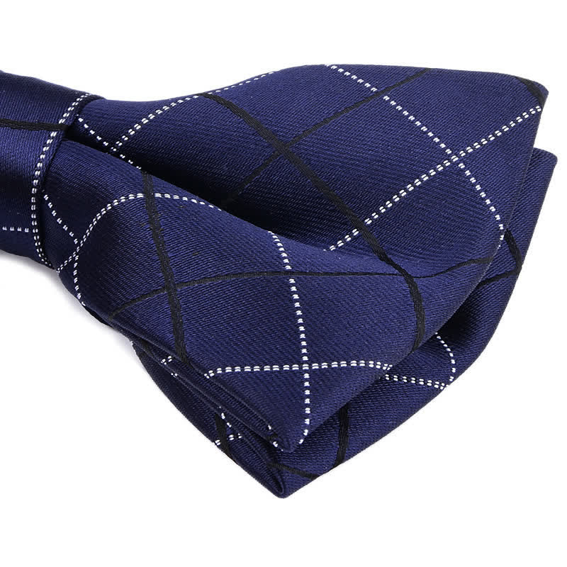 2Pcs Men's British Style Plaid Pattern Bow Tie Set