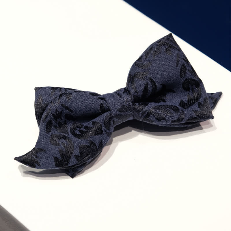 Men's Vintage Dark Blue Jacquard Wedding Bow Tie