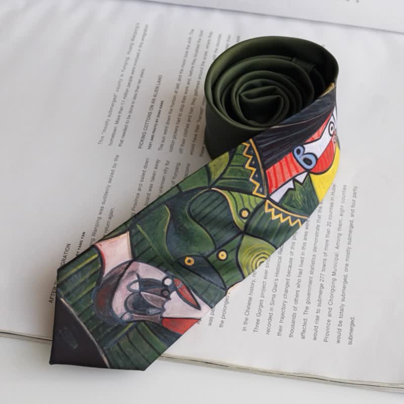 Men's The Lady In Dark Green Oil Painting Necktie