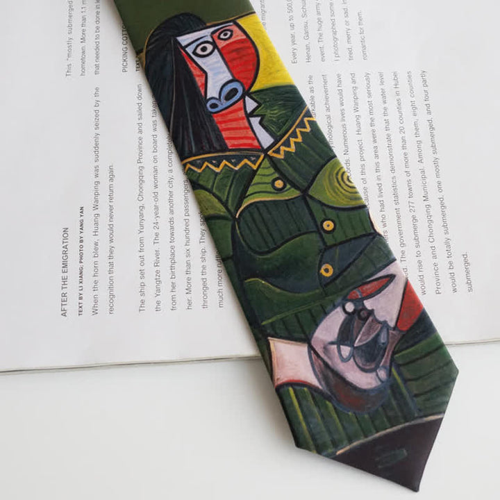 Men's The Lady In Dark Green Oil Painting Necktie