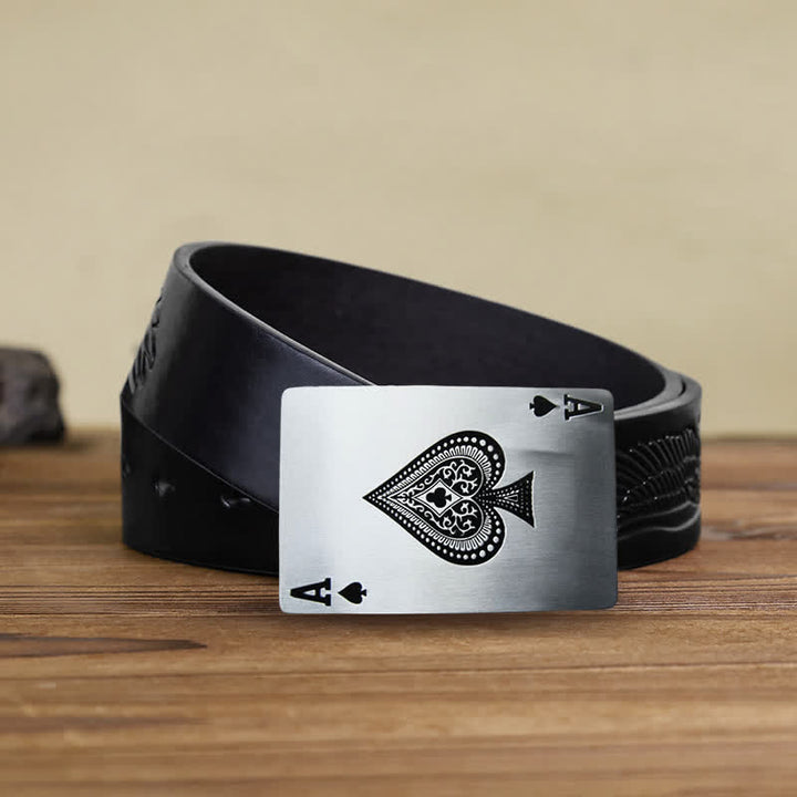 Men's DIY Ace of Spades Buckle Leather Belt