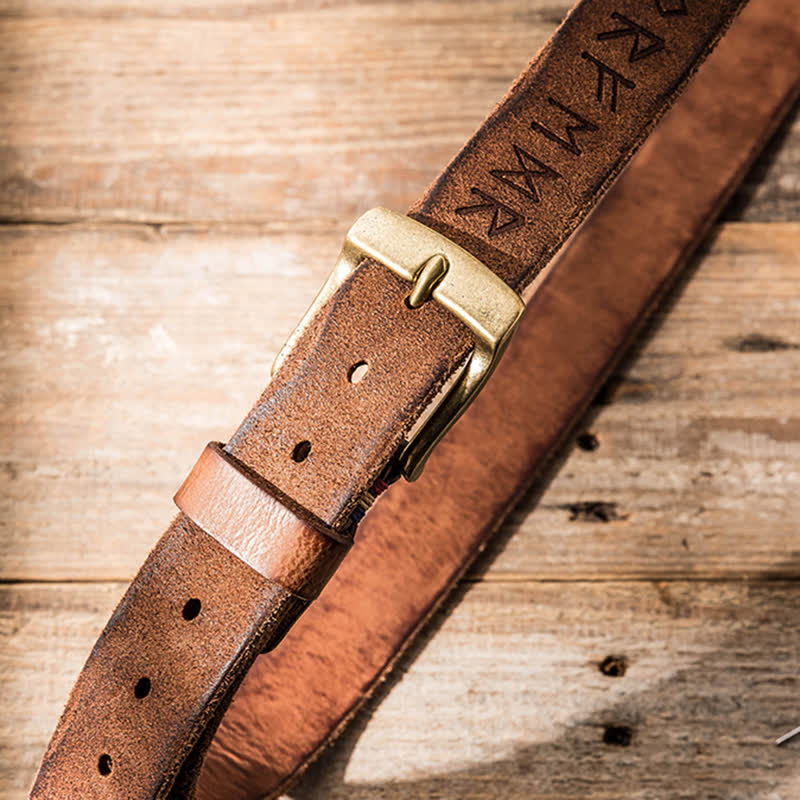 Retro Carved Letter Casual Workwear Leather Belt