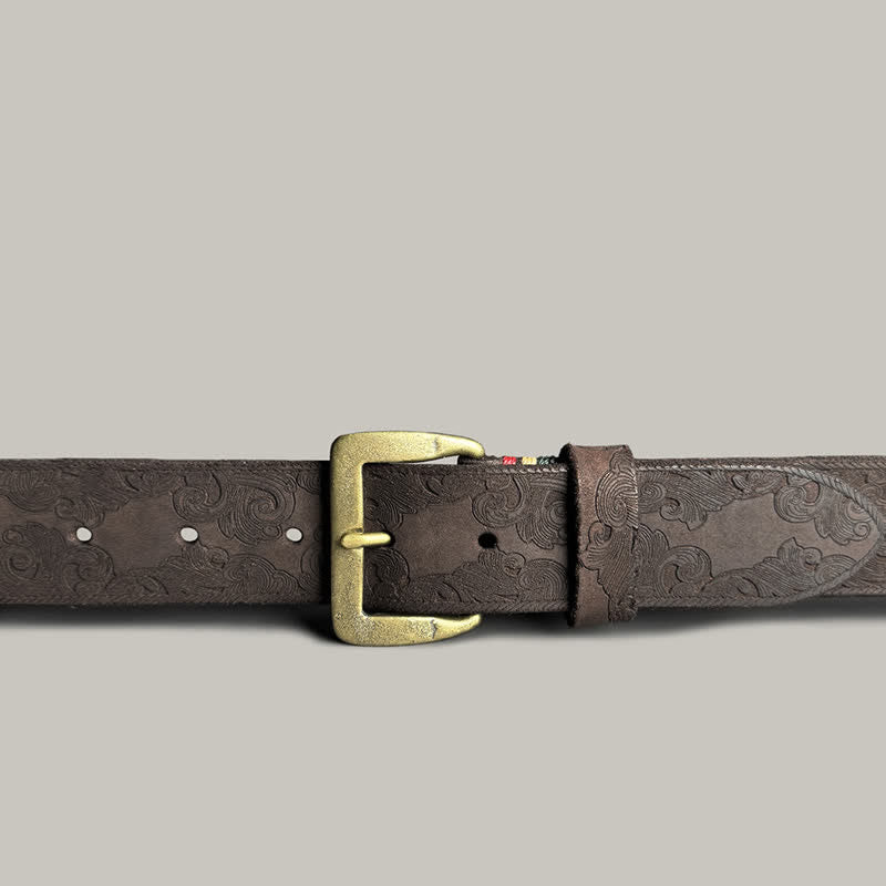 Delicate Vintage Floral Embossed Leather Belt