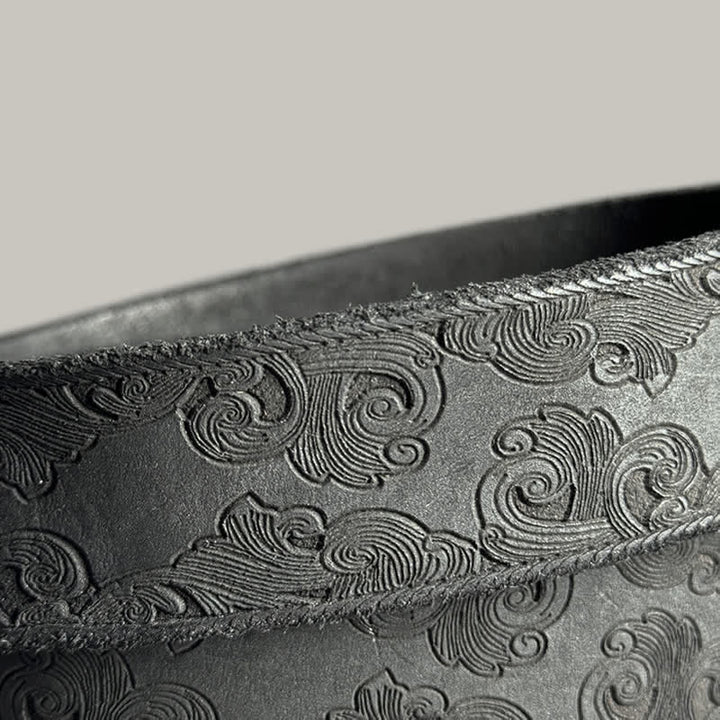 Delicate Vintage Floral Embossed Leather Belt
