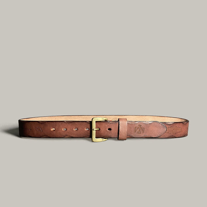 Casual Retro Laser Engraved Totem Pattern Leather Belt