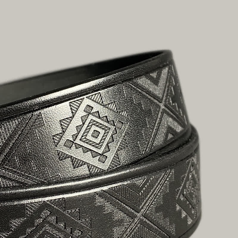 Engraving Diamond Pattern Square Buckle Leather Belt