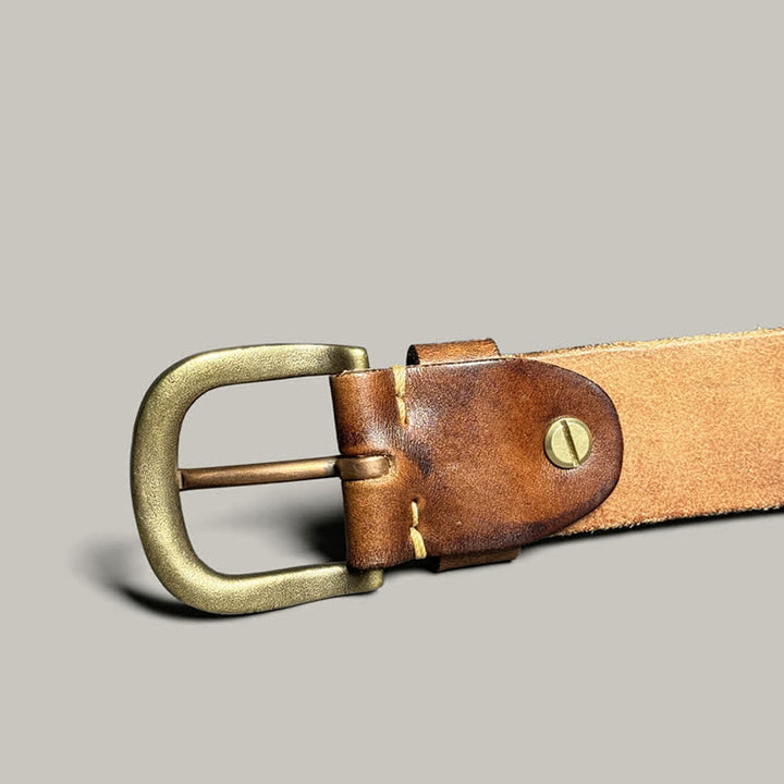 Personalized Distressed Plant Leaves Embossed Leather Belt