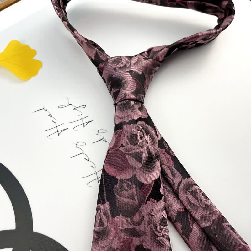 Men's Casual Personality Large Rose Floral Necktie