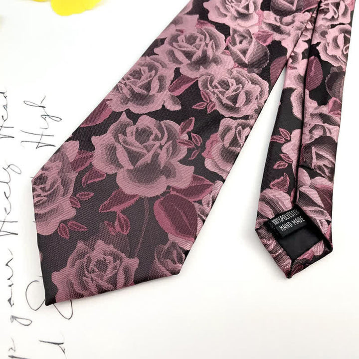 Men's Casual Personality Large Rose Floral Necktie