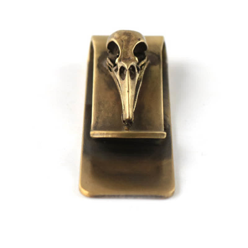 Portable Creative Brass Bird Skull Money Clip - image 1