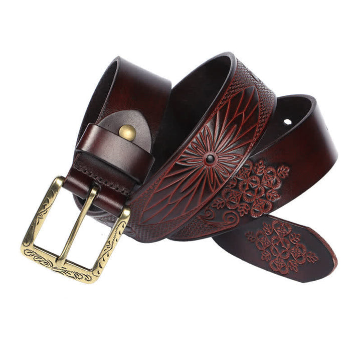 Medieval Exotic Embossed Pattern Leather Belt