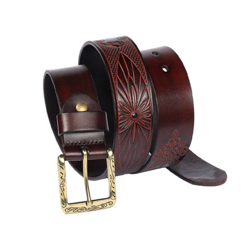 Medieval Exotic Embossed Pattern Leather Belt