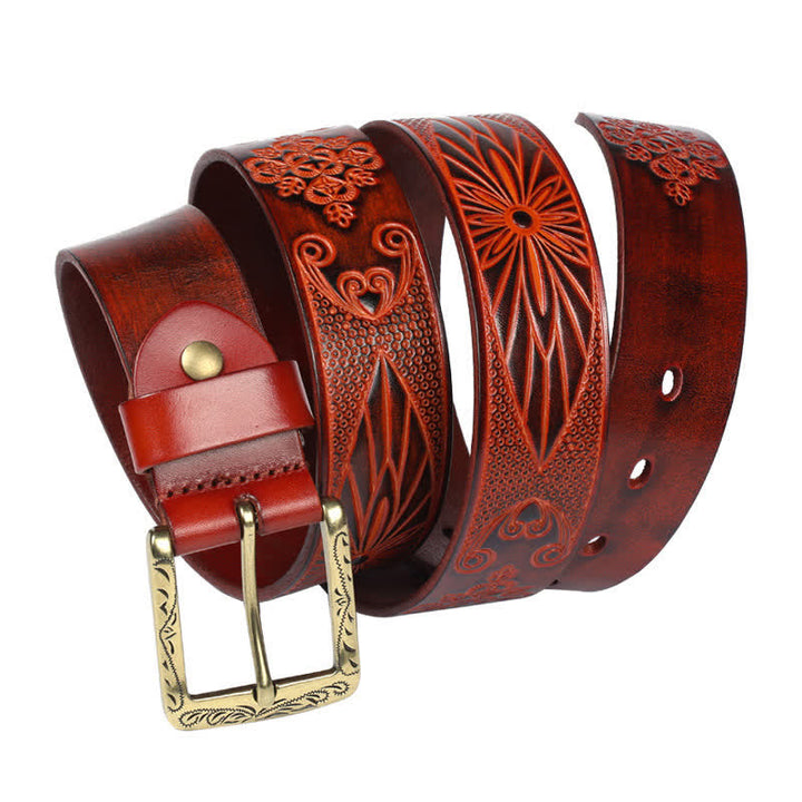 Medieval Exotic Embossed Pattern Leather Belt