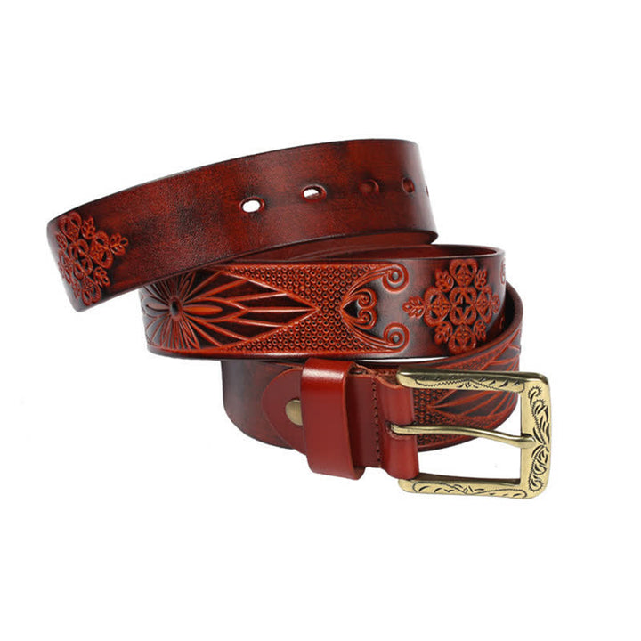 Medieval Exotic Embossed Pattern Leather Belt