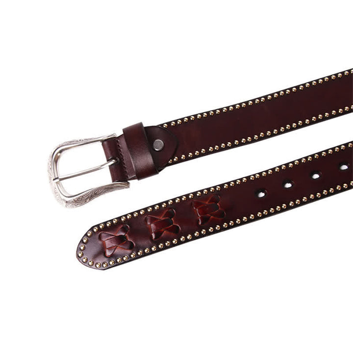 Weatern Style Five-Pointed Star Rivets Leather Belt