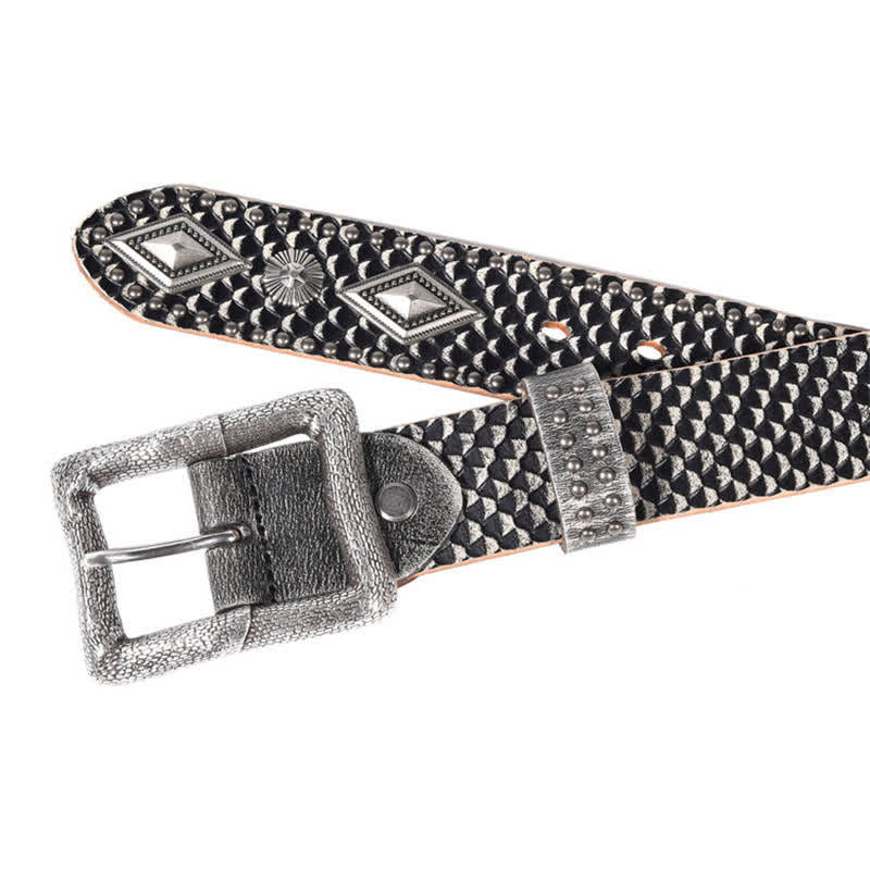 Personality Snake Skin Pattern Rivets Leather Belt