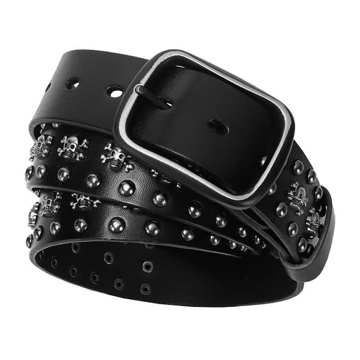 Studded Gothic MIni Skull Rivets Leather Belt