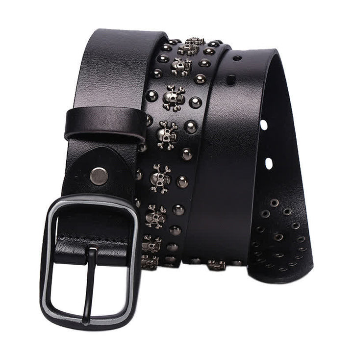 Studded Gothic MIni Skull Rivets Leather Belt