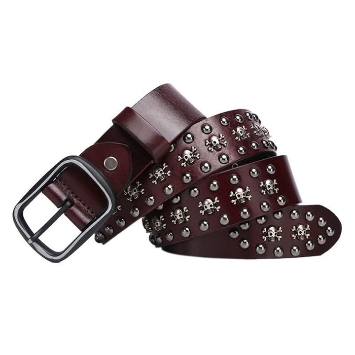 Studded Gothic MIni Skull Rivets Leather Belt