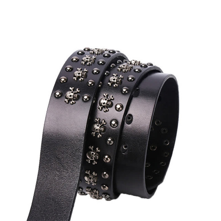 Studded Gothic MIni Skull Rivets Leather Belt