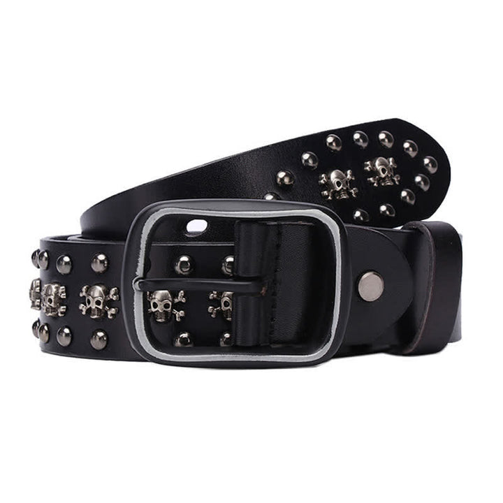 Studded Gothic MIni Skull Rivets Leather Belt