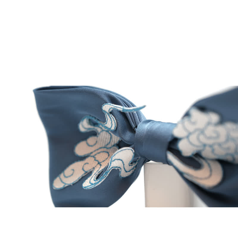 Men's Blue & White Cloud Double Layered Bow Tie