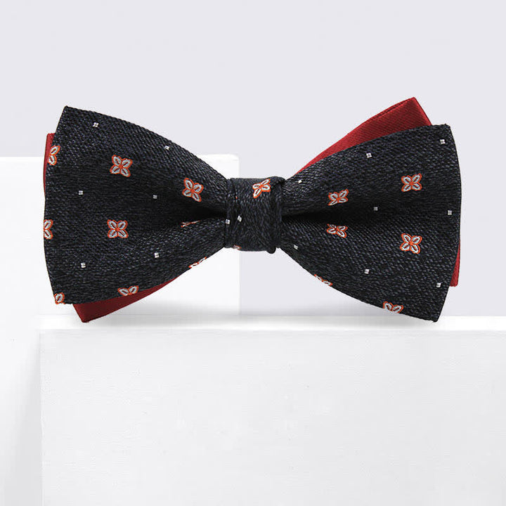 Men's Dark Gray & Burgundy Lucky Stars Silk Bow Tie