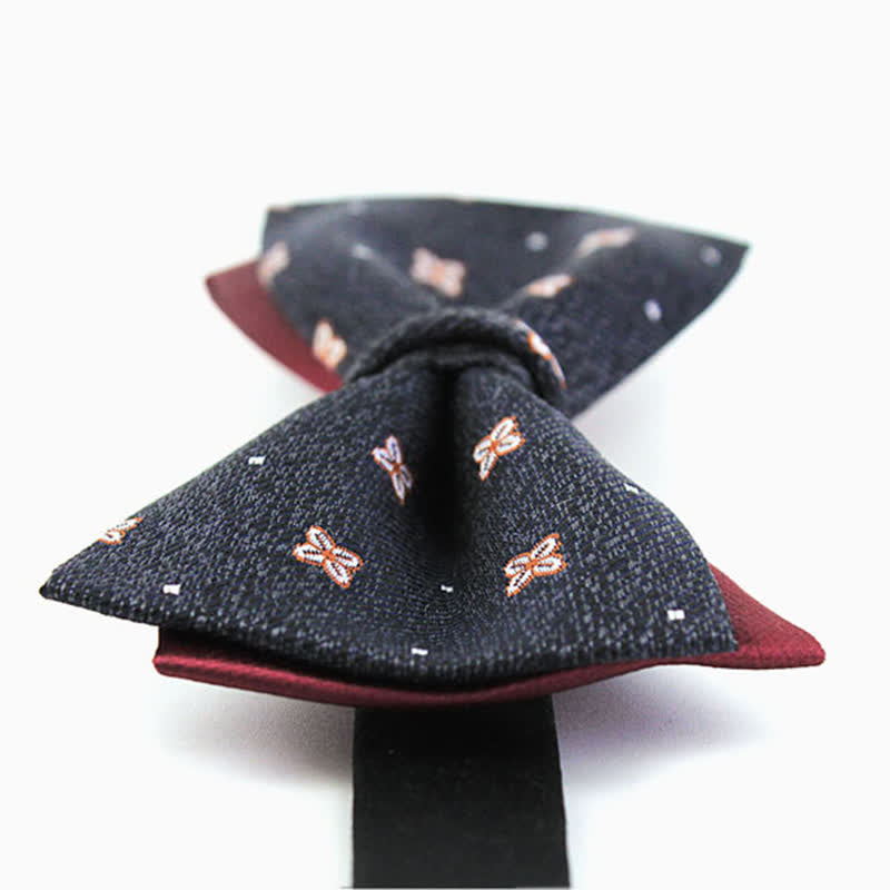 Men's Dark Gray & Burgundy Lucky Stars Silk Bow Tie