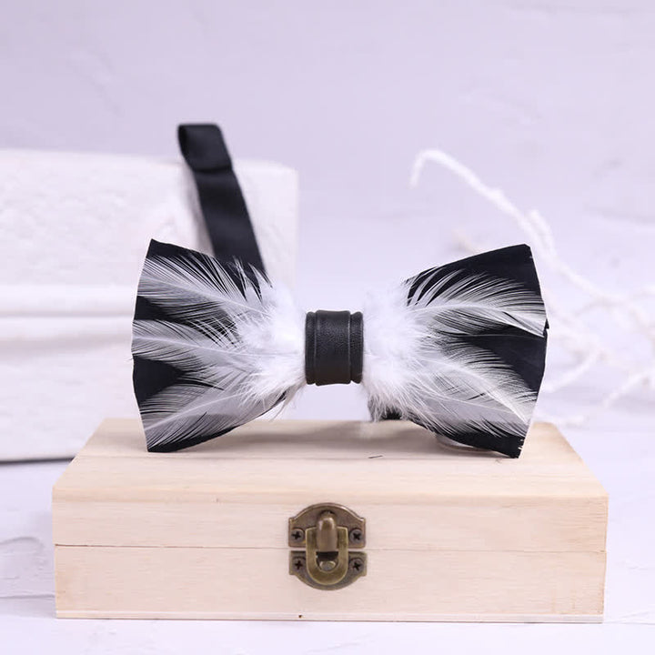 Red White Burgundy Pre-tied Feather Bow Tie - image 7
