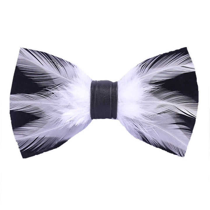 Red White Burgundy Pre-tied Feather Bow Tie - White - image 4